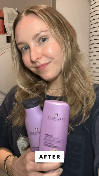 Kinonen after applying the Pureology Hydrate Sheer Shampoo  Conditioner